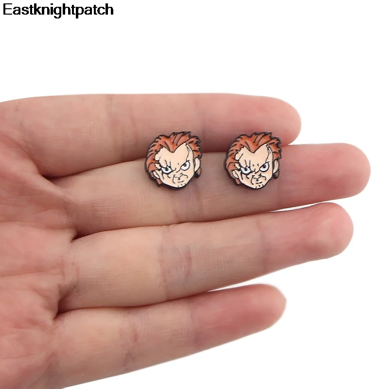 

E1610 Cartoon Horror Movie Child's play Stud Earrings Cute Earring Children women Jewelry Stainless Steel Accessories Gift