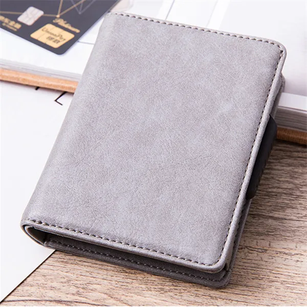 BISI GORO из искусственной кожи RFID модный кошелек алюминиевая коробка Высокое качество Многофункциональный чехол для визиток Pop Up держатель для карт - Цвет: Gray X-54