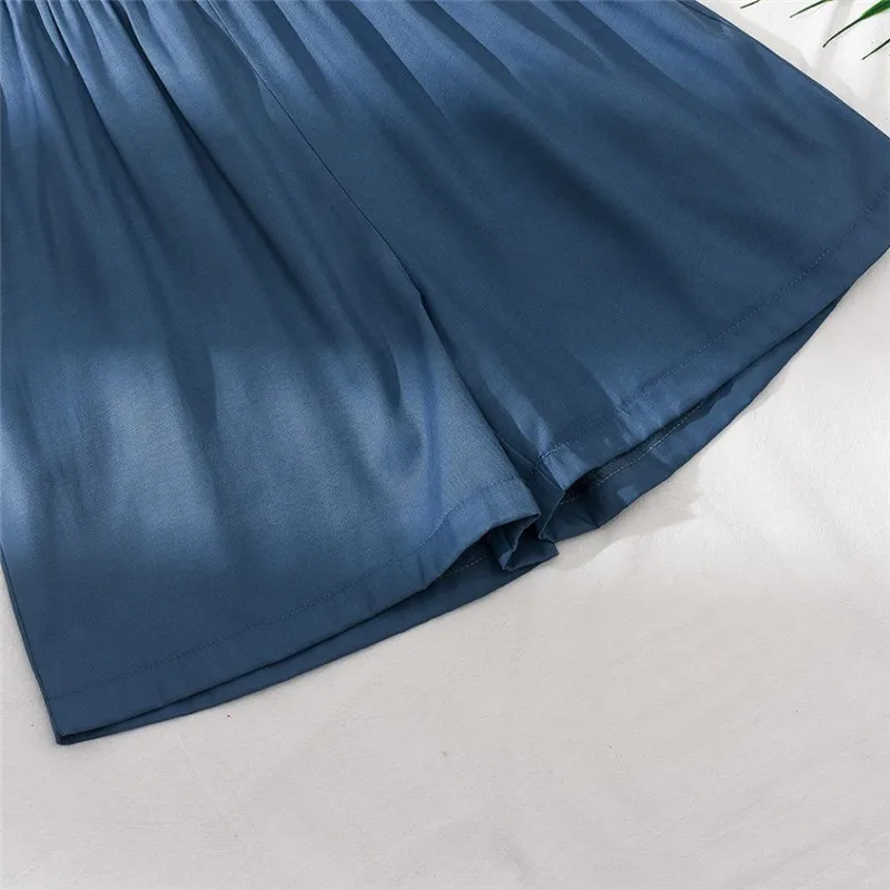 

High waist Female Summer Wide Leg Shorts Women Loose Solid Large Size Casual Show Thin Short Pants