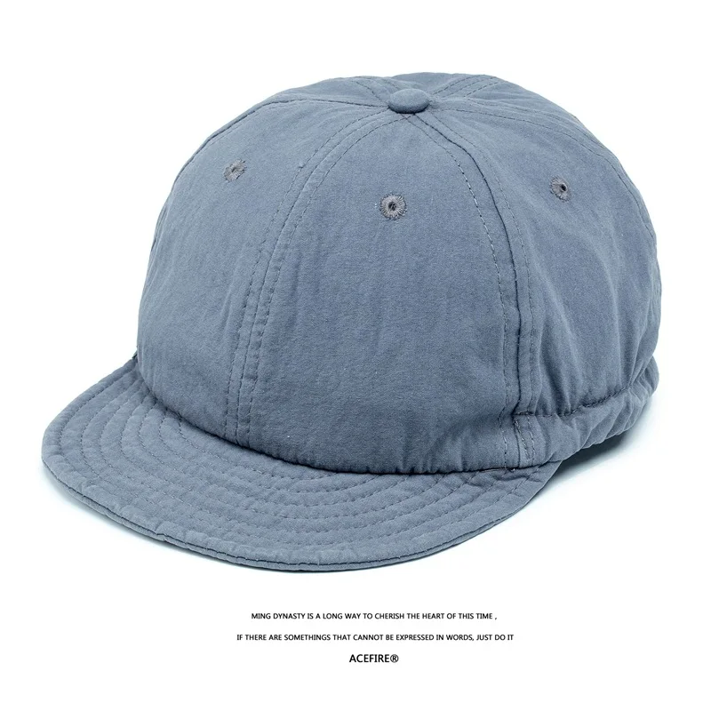 

Retro Tide Brand Short-Edged Peaked Cap Black Washed Soft Top Drawstring Workwear Hat Bent Brim Baseball Cap Men and Women