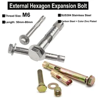 3pcs m6 external hexagon head expansion bolt built in expansion screw speed bumps screw length 50mm 80mm
