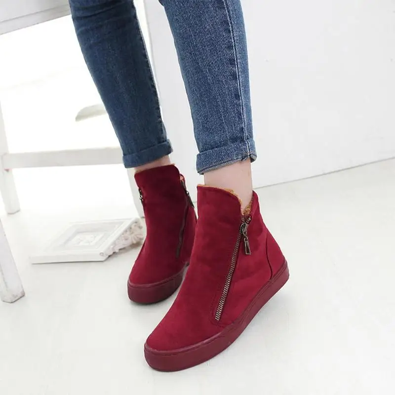 Новые зимние сапоги женские на молнии плюс бархатные теплые короткие из Хлопка