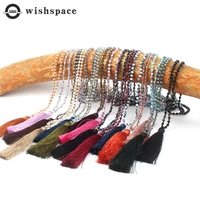 wishspace handmade beaded crystal glass beads tassel pendant jewelry wholesale fashion women sweater chain necklace