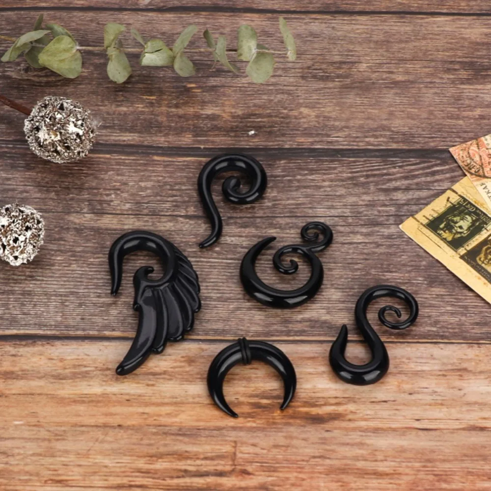 

5pcs 8mm Acrylic Ear Tapers Plugs Snail Shape Ear Expanders Piercing Stud Jewelry Set Permanent Makeup Tattoo Body Artist Supply
