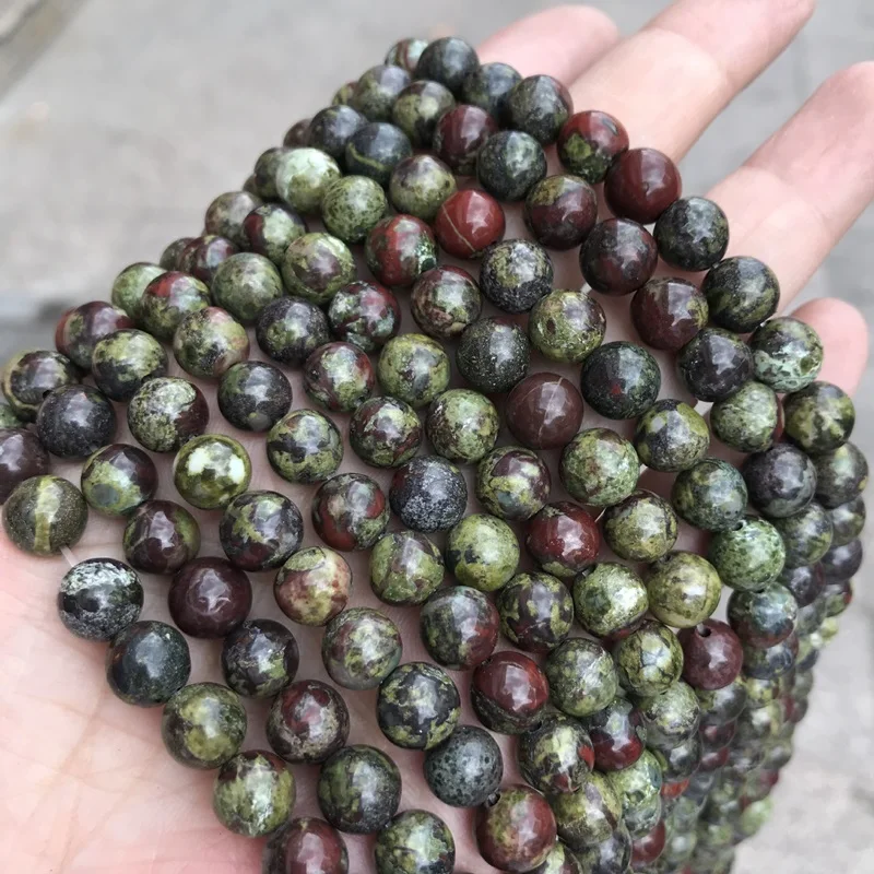 

OMHXZJ Wholesale ZB141 4 6 8 10 12mm DIY Bracelet Necklace Jewelry Accessories Natural Stone Fine Dragon Blood Stone Round Beads