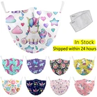 Маска детская многоразовая из хлопчатобумажной ткани, с принтом в виде единорога, с фильтром PM2.5