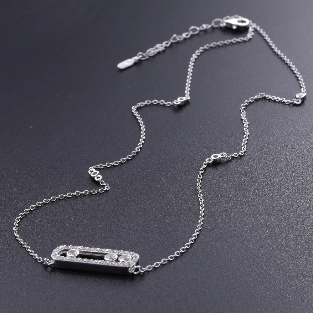 Женское длинное ожерелье из серебра 925 пробы с подвеской движущегося