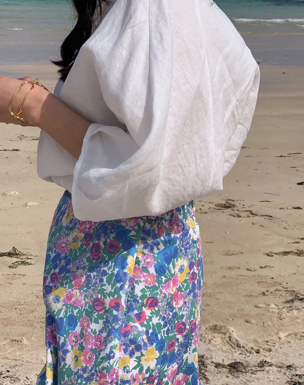 

retro purple floral printed women skirt 9212#