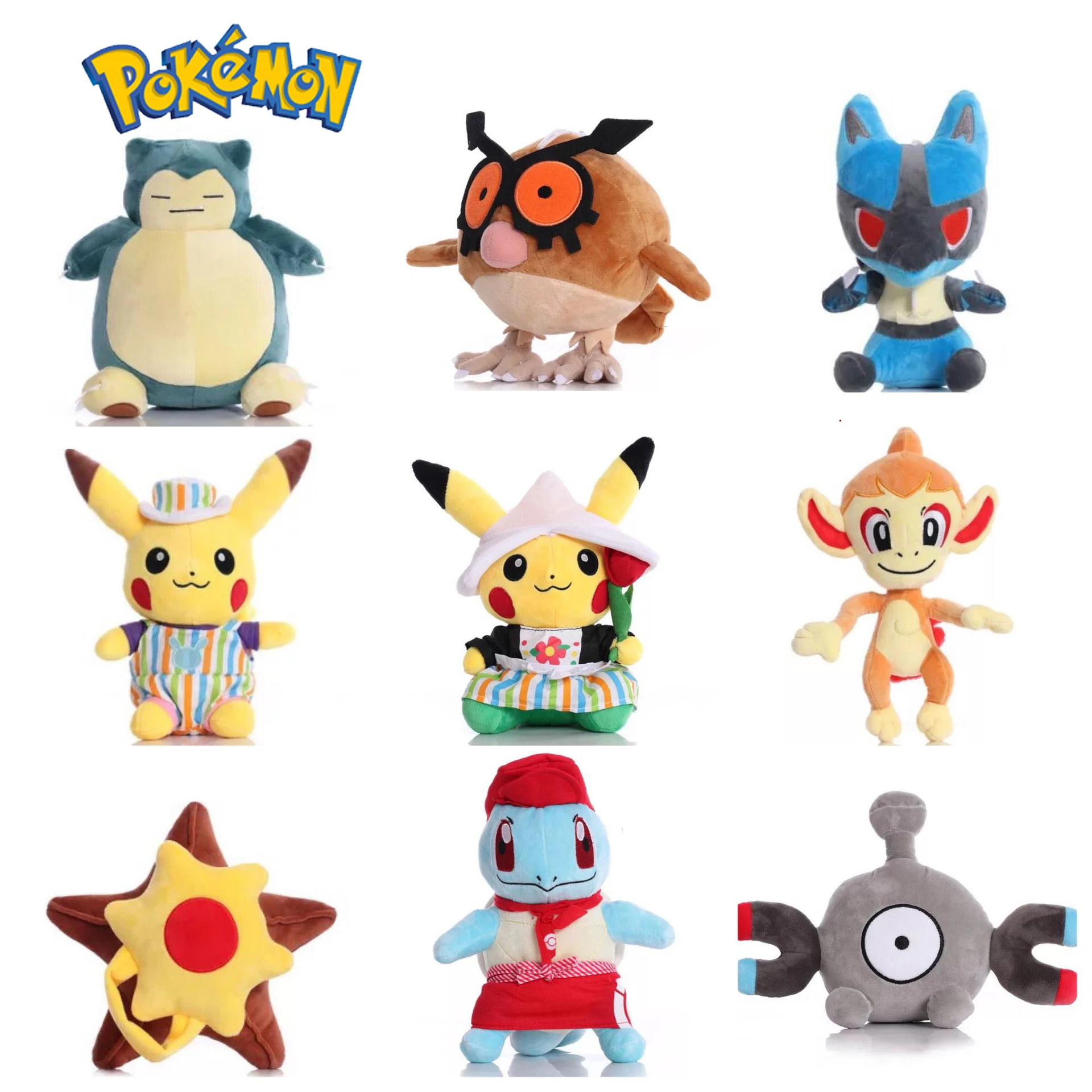 

16 Styles Pokemon Plush Pikachu Magnet Pull Starmie Chimchar Lucario Hoothoot Eevee Umbreon Glaceon Eterna Forest Anime Dolls