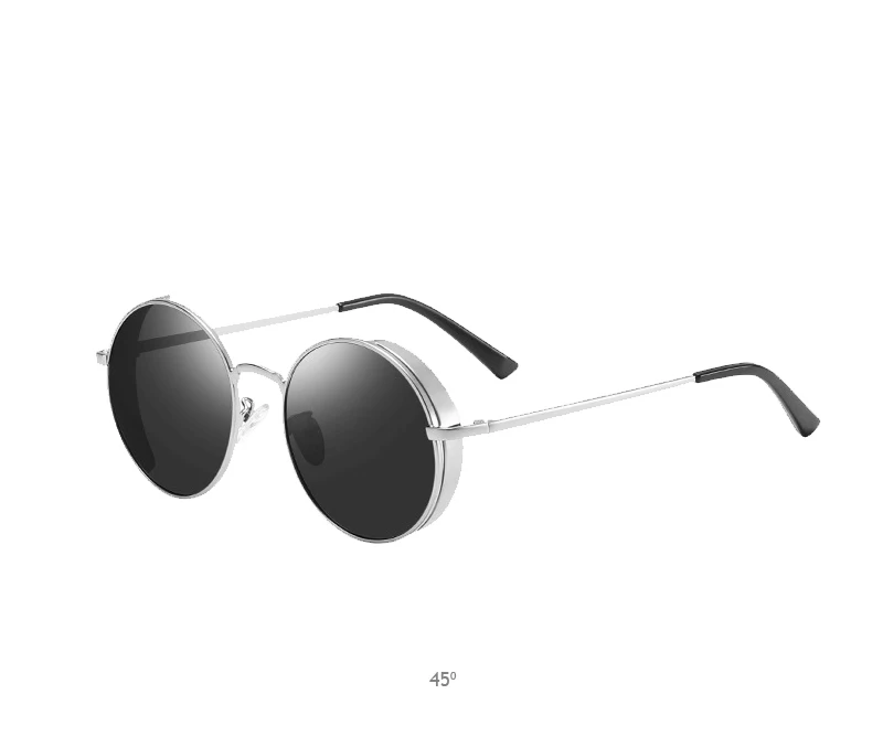 SUNWEAR Ретро стимпанк поляризационные мужские солнцезащитные очки модные круглые черные металлические женские солнцезащитные очки для вождения