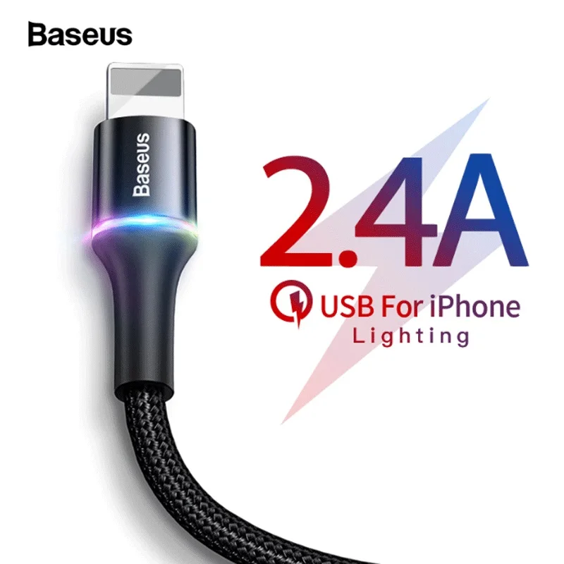 Baseus USB кабель для iPhone освещение Быстрая зарядка для iPhone Xs Max Xr X 8 7 6 6S 5 S iPad провод шнур зарядное устройство для мобильного телефона