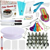 cake decorating tips set 60 pcsset confectionery nozzles turntable pastry bag cake baking tools for cakes