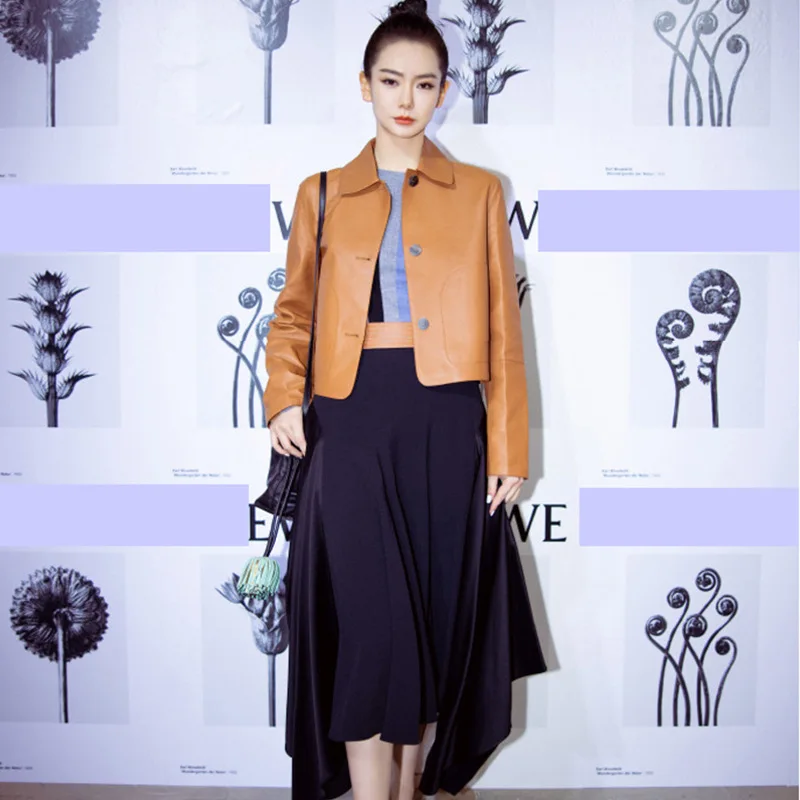 2021 genuine leather women short natural sheepskin coats jacket loose fashionable casual streetwear high quality chaqueta cuero