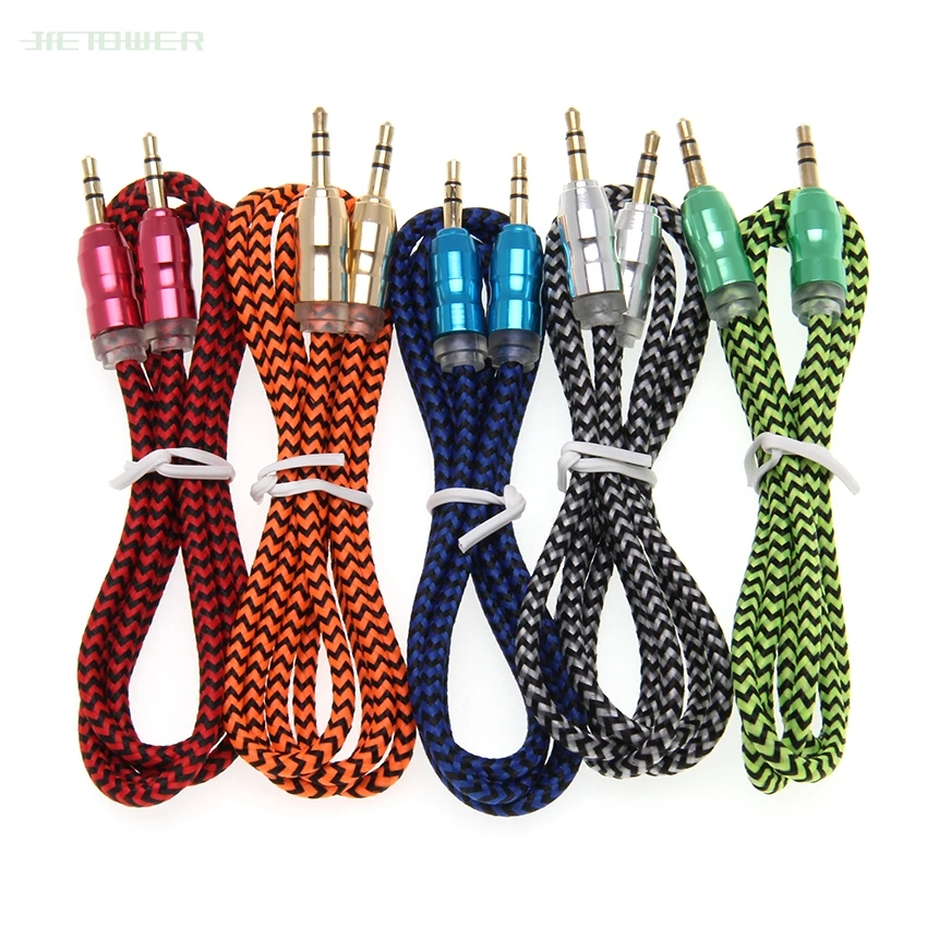 

High efficiency Jack Nylon Braided 3.5mm Audio Cable Aux Cable Male to Male Aux Cord for iphone Samsung for speaker 1000pcs/lot