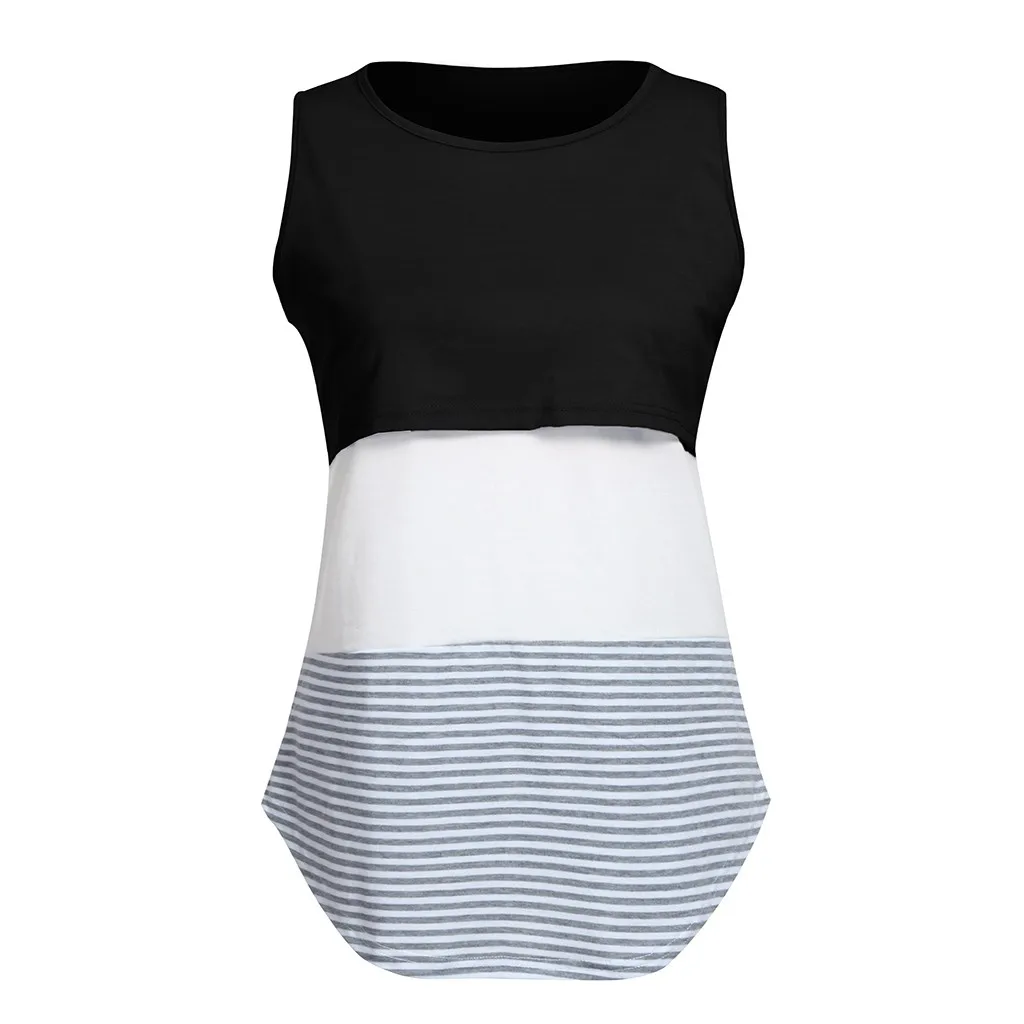 Женская одежда для беременных, ropa de mujer, одежда для мам, кормящих детей, без рукавов, полосатая блузка, одежда для грудного вскармливания