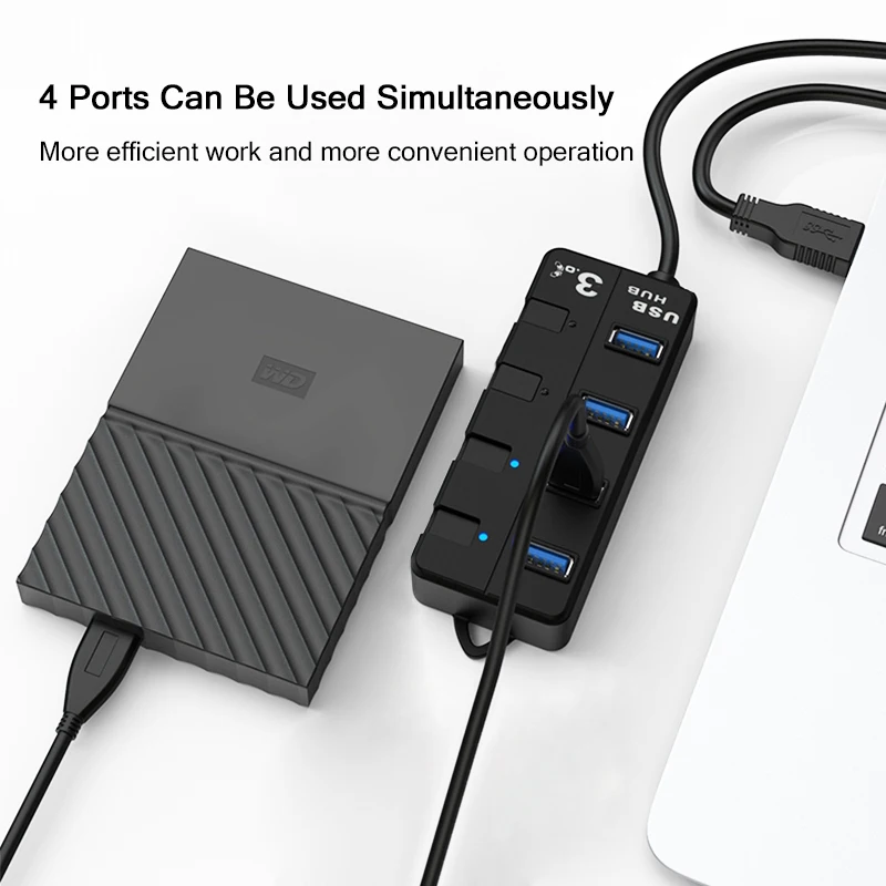 4-портовый концентратор USB 3 0 с дополнительным управлением 30/60/120 см Кабель