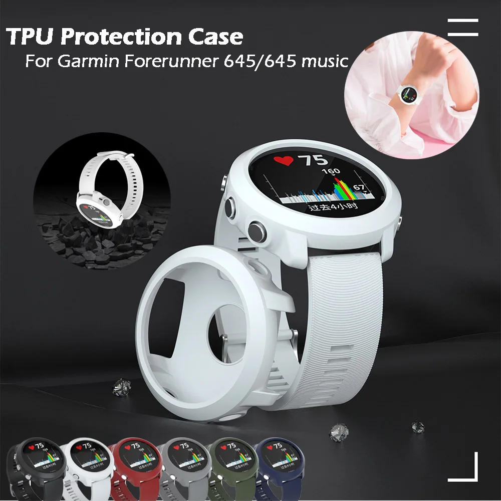 

Fashion Soft TPU Watch Case Bracelet Protective Watch Cover Hard Shockproof Screen Protectors for Garmin Forerunner 645 / 645M