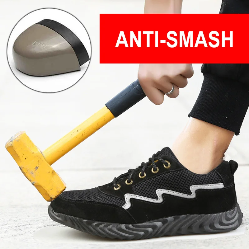 

Yadibeiba Men Shoes Anti-Smashing Construction Safety Work Sneakers Safety Shoes With Steel Toe Cap Safety Boots Men Steel Toe