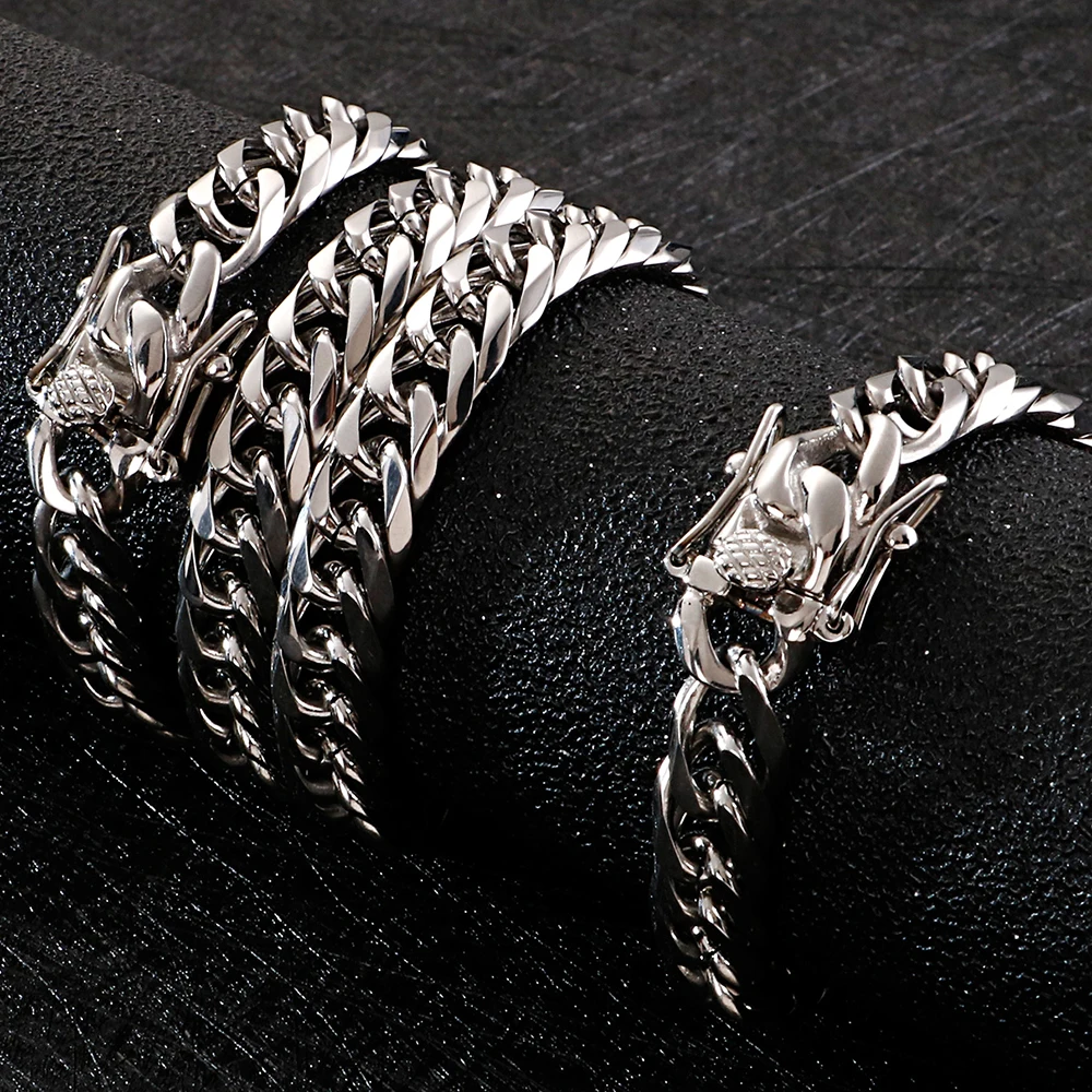 9MM Thick Chain Bracelet Necklace Men Stainless Steel With Lock Hip Hop Choker Mens Necklaces Male Jewelry Accessories Dropship | Украшения
