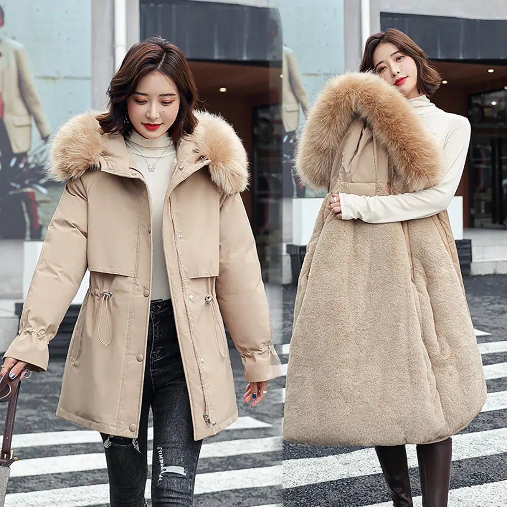 PinkyIsBlack Winter Jacket Women Thick Parkas Fur Liner Hooded Winter Coat Women Wadded Jacket Long Parkas Gilrs Jaqueta Feminin