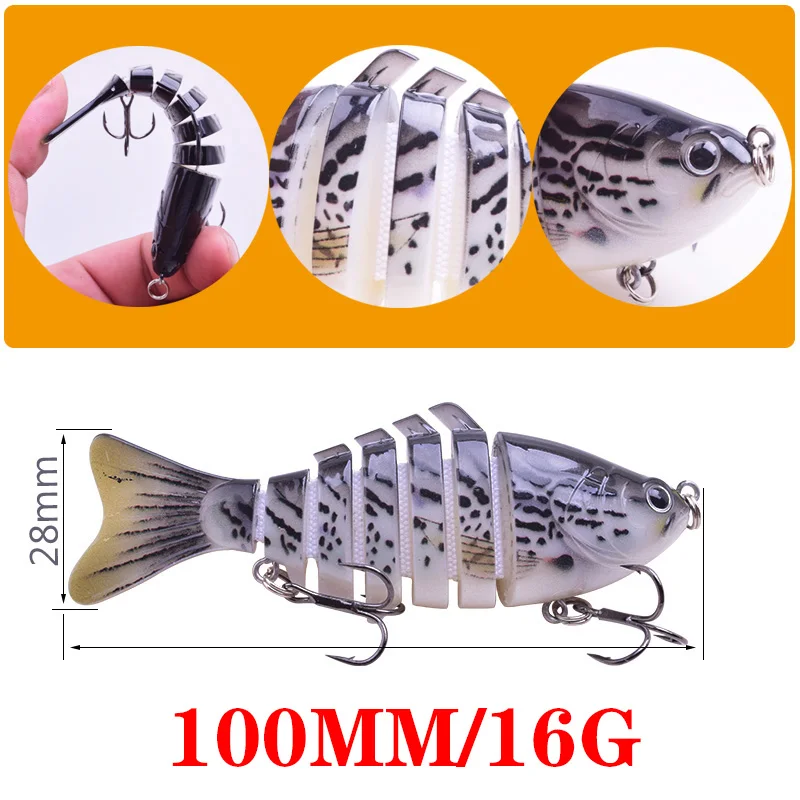 1 шт. многошарнирная Рыболовная Приманка 7 сегментов Swimbait 10 см 16g Реалистичного