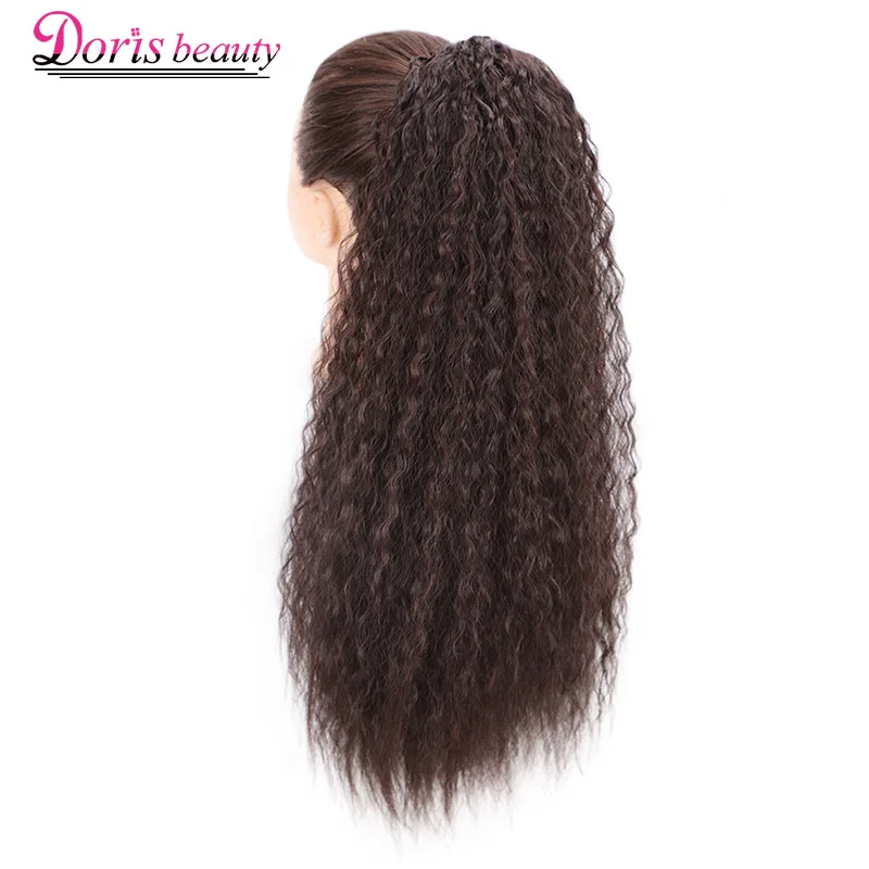 Doris beauty длинный афро кудрявый конский хвост 22 дюймов синтетический шнурок кукурузные волосы кусок для женщин черный коричневый