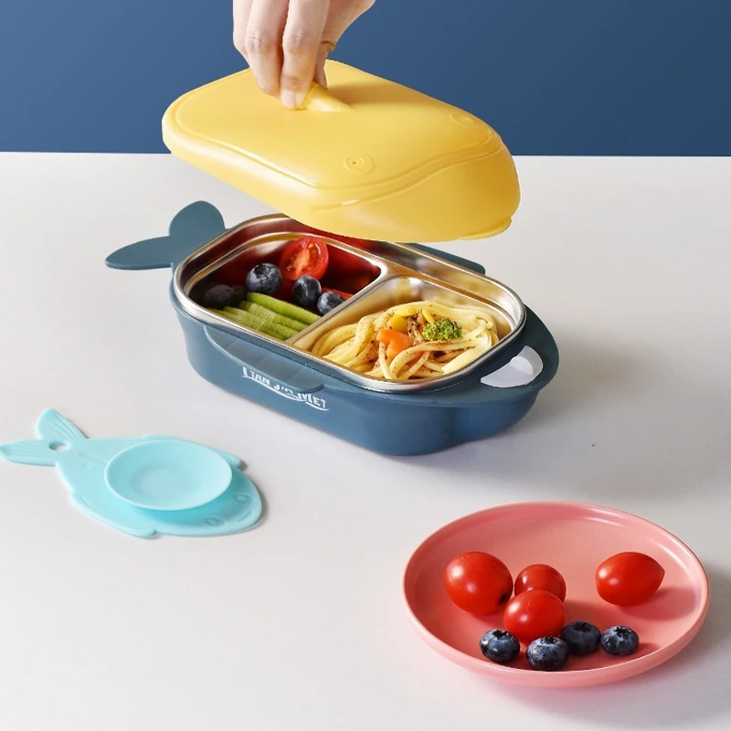 

Fish Type Stainless Steel Lunch Box Water Injection Thermal Insulation Tableware Portable Food Storage Container Dinner Plate