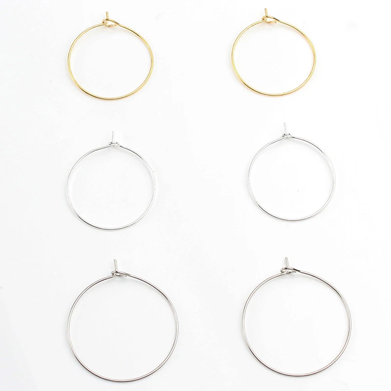 50pcs 20 25 30 mm KC Gold Silver Plated Hoops Earrings Big Circle Ear Wire Wires For DIY Jewelry Making Supplies | Украшения и