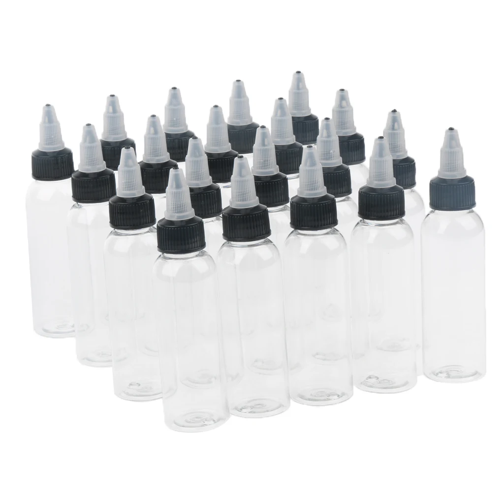 

20 Pcs Needle Nozzle Design Plastic Bottles with Twist Top Cap for Liquid
