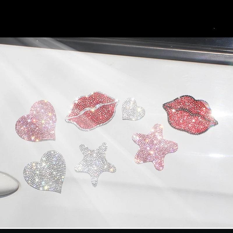 

Car Bling Sparkly Diamond Accessories Stickers and Decals Stars Vinyl Red Lips for Vehicle Room Decorating Auto Styling