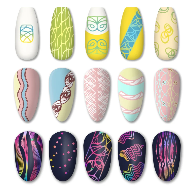 1 шт. пластины для штамповки ногтей неправильная линия элементарный орнамент