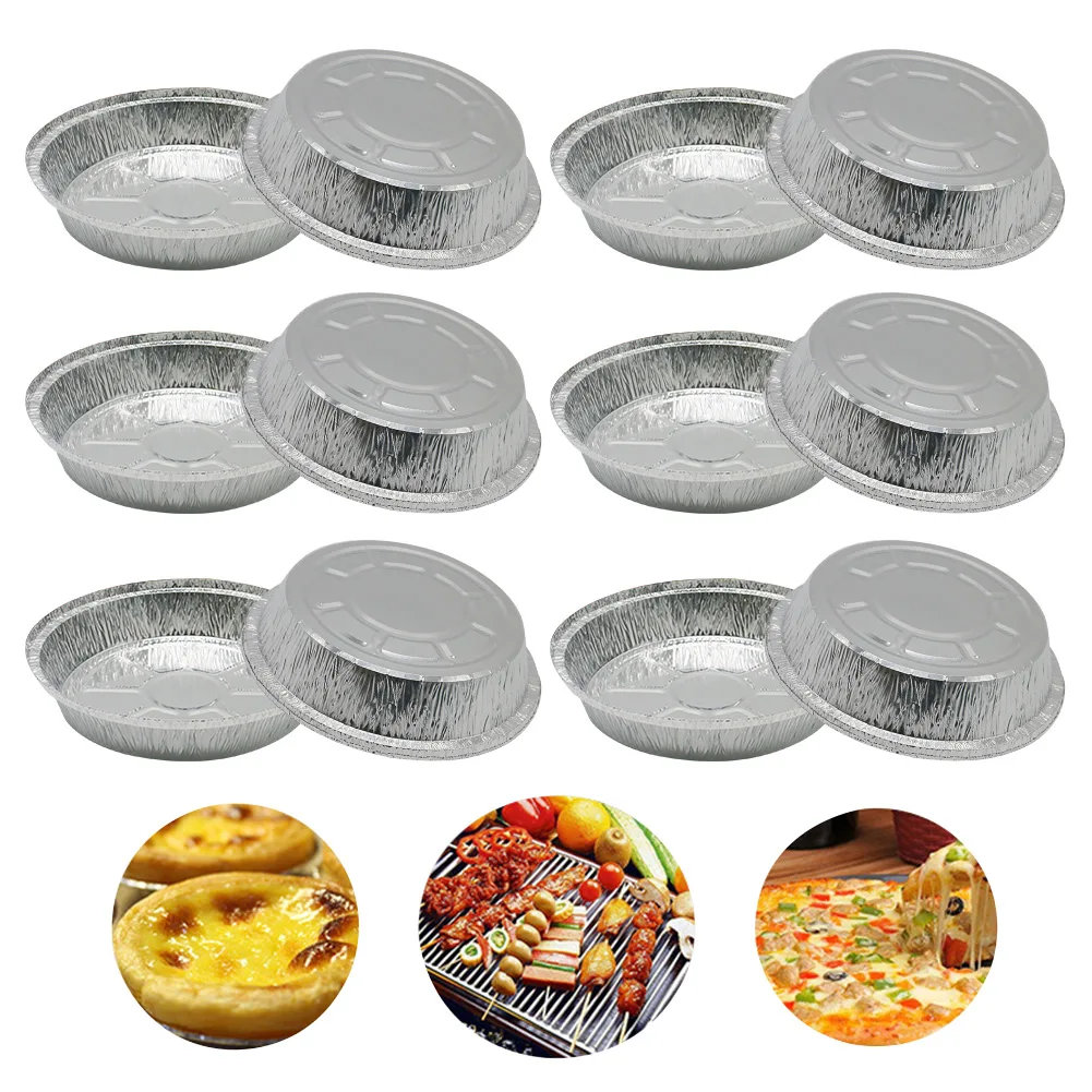 

125pcs/pack Aluminum Foil Pan For Cooking Baking Ovens BBQ 7inch Round Stackable Environmental Protection Long Smokeless Life