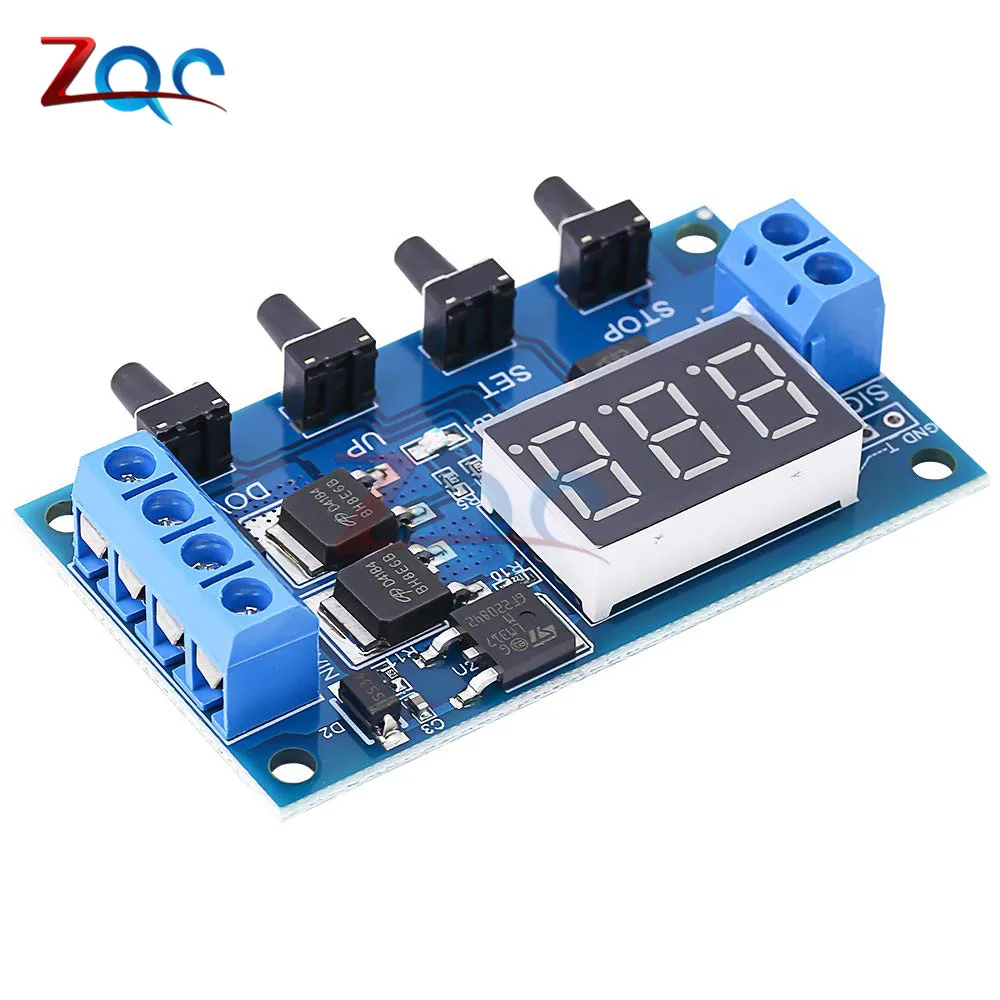 DC 5 V-36 V 12V 24V двойной МОП-светодиодный цифровой реле задержки времени цикл запуска переключатель плат сроки Управление с чехлом