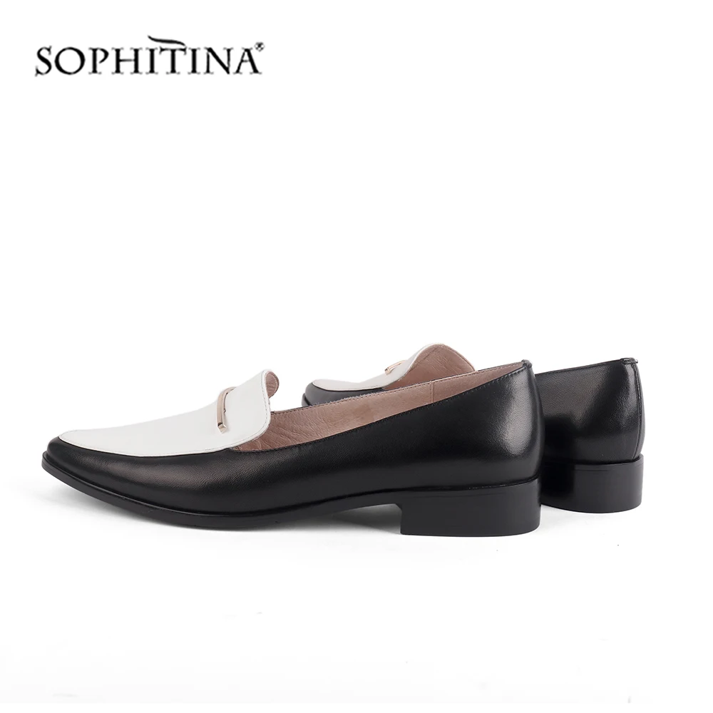 SOPHITINA разноцветные Высококачественные туфли на плоской подошве из натуральной кожи Повседневное острый носок модные квадратный каблук удобные кроссовки на плоской подошве MC460