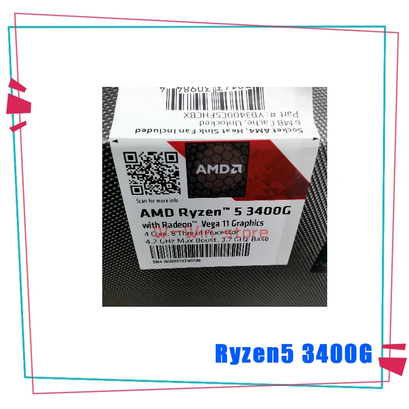 Процессор AMD Ryzen 5 3400G R5 3400G 3,7 GHz четырехъядерный Восьмиядерный процессор 65W процессор YD3400C5M4MFH разъем AM4 с охлаждающим вентилятором