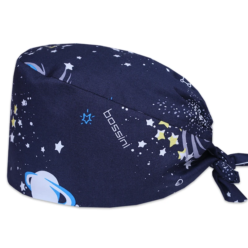 

Star Pattern Beauty Salon Adjustable Scrubs Hat Men Women 100% Cotton Dental Nurse Pet Working Cap Scrub Caps M229