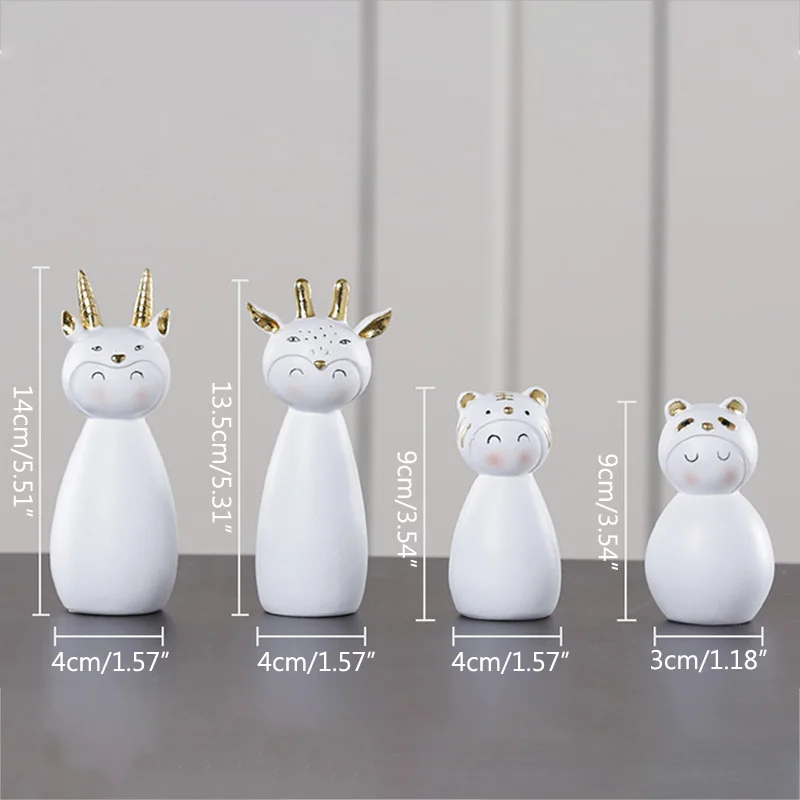 

New Design Animal Ornament For Home Decoration Accessories White Tiger Antelope Miniature Model Kids Toys Resin Figurines Crafts