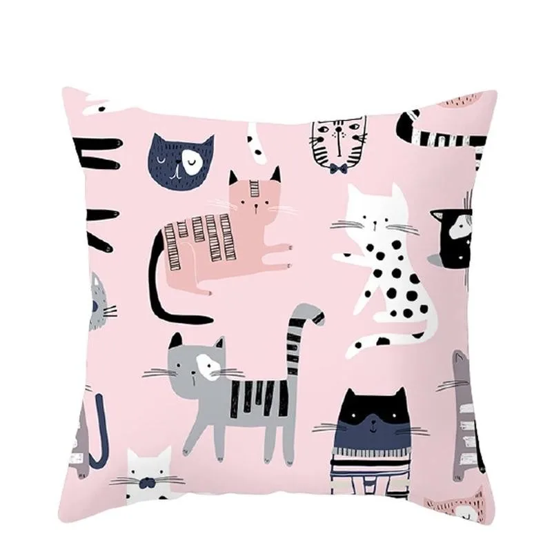 

Pink Feather Printing Decorative Sofa Cushion Case Bed Pillow Cover Home Decor Car Cushion Cover Cute Pillow Case 45*45cm