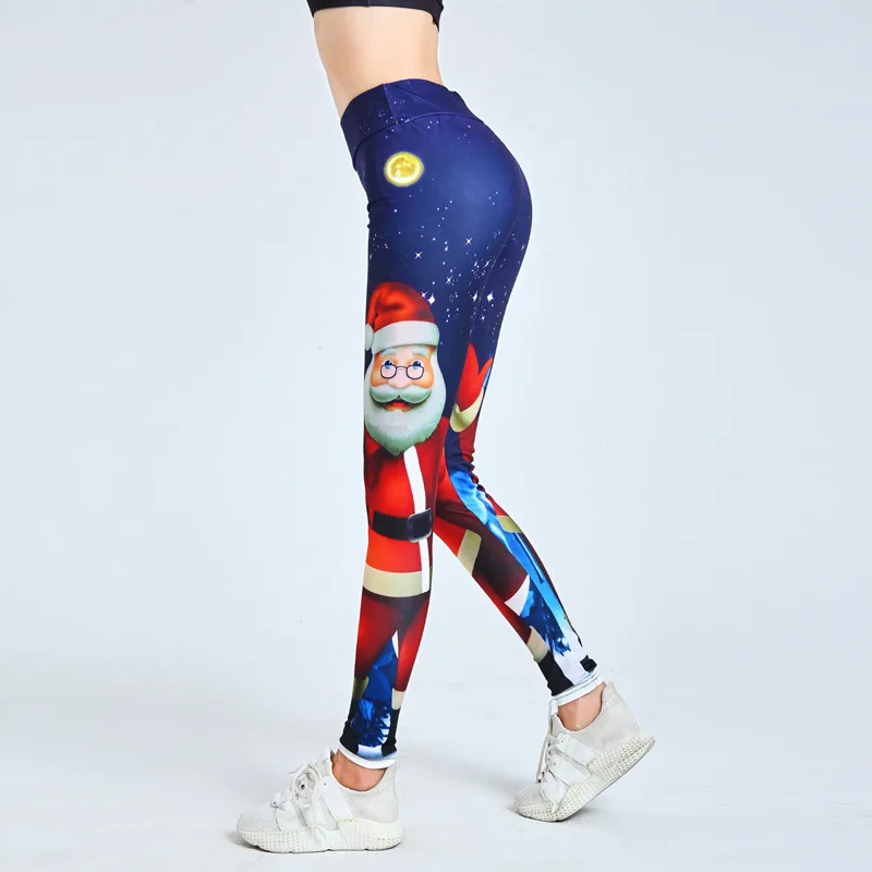 2019 LAISIYI леггинсы с рождественским принтом эластичные высокой талией дышащие