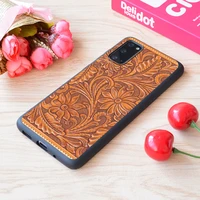 for samsung galaxy tooled brown leather print soft matt phone case