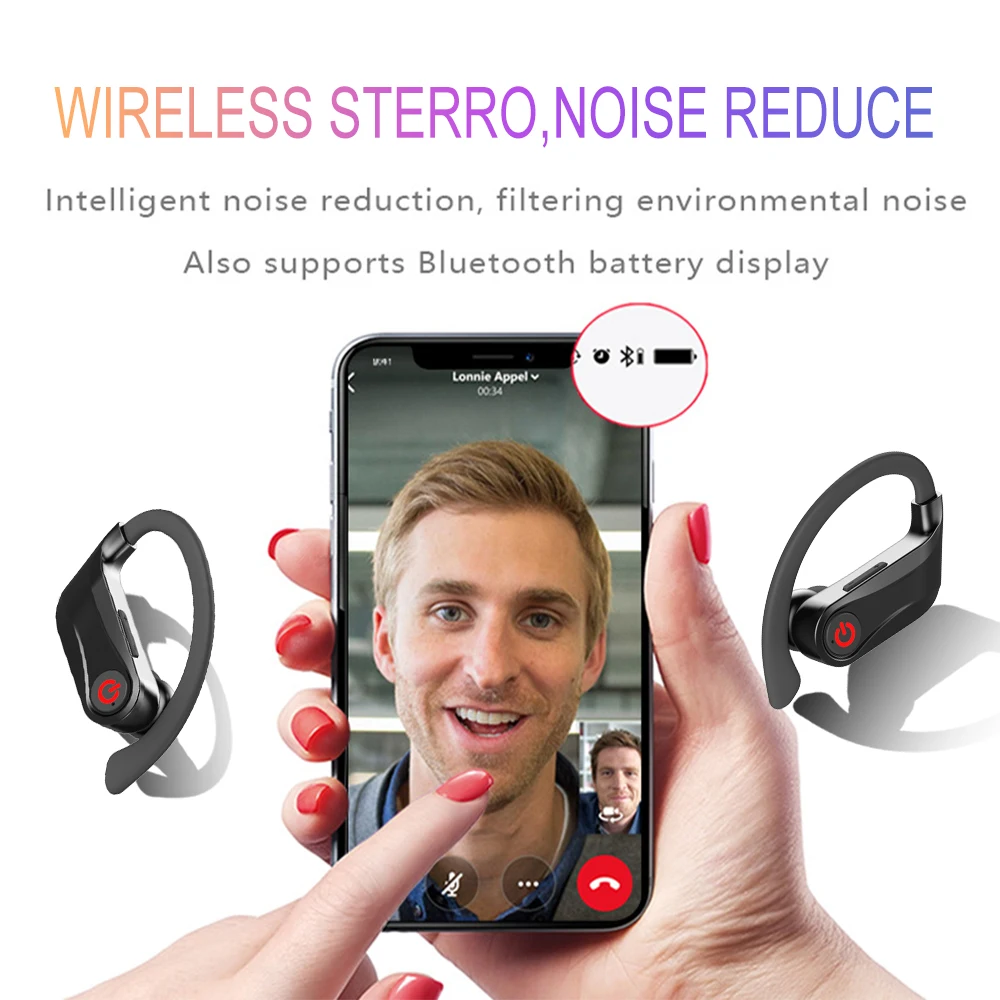 True HBQ PRO TWS Wireless Earphone Bluetooth 5.0 Stereo Sport Headphones 950mah Case Waterproof Ear Hook Headsets Dual MIC