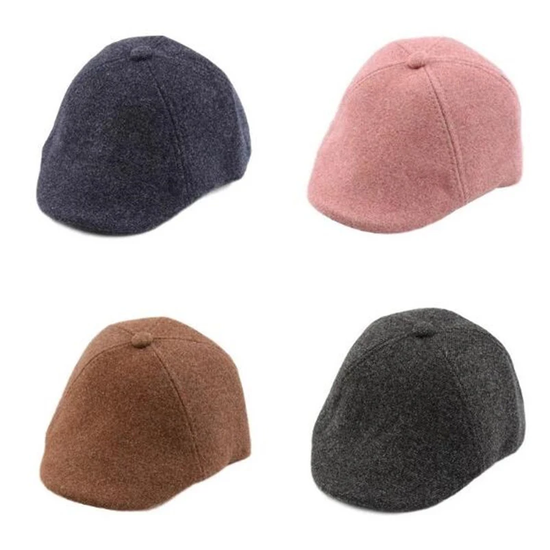 

Boy and Girls Beret French Artist Warm Wool autumn Beanie Hat Cap Vintage Plain Beret Hats Solid Color handsome boys Winter Caps