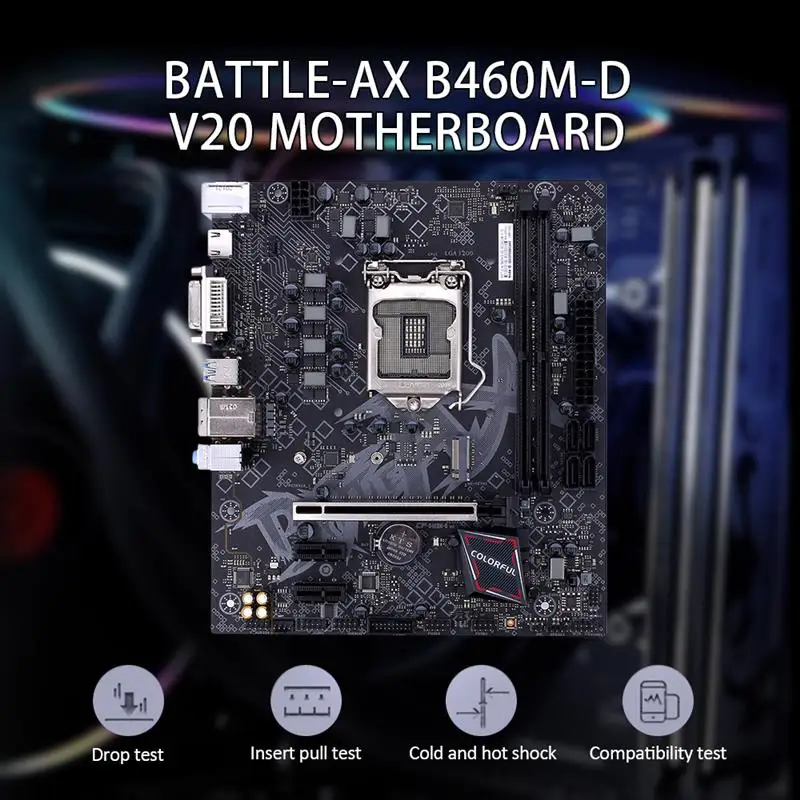 Kaufen Bunte SCHLACHT-AX B460M-D V20 Motherboard Unterstützt Dual-Kanal DDR4 SATA 3,0 6 Gb/S RTL8111F Für LGA1200 Interface
