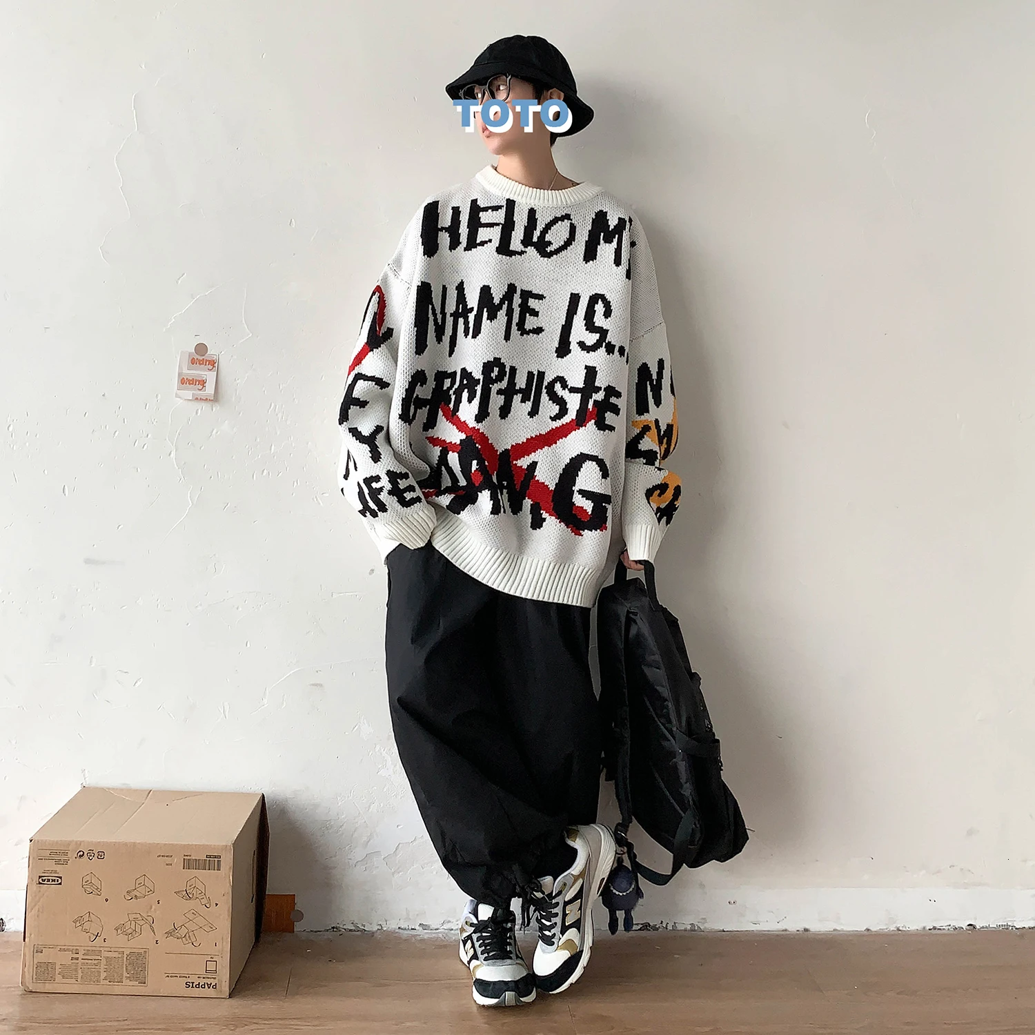 2019 зимние мужские пальто с буквенным принтом свободный шерстяной вязаный