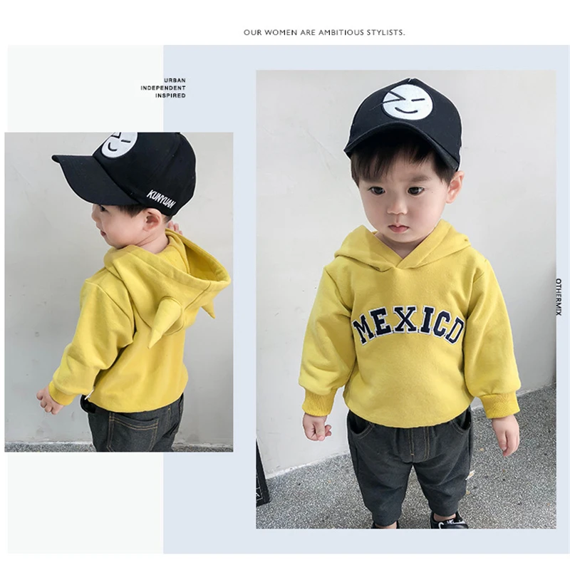 Детская флисовая толстовка с длинным рукавом буквенным принтом|Толстовки и