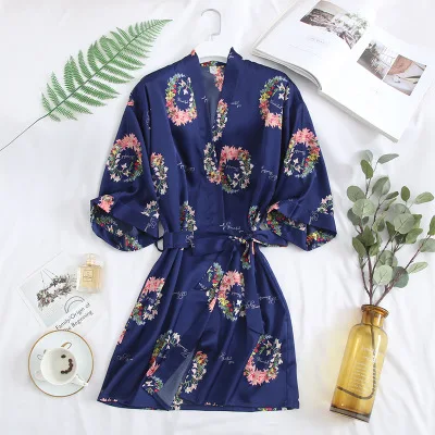 Летняя женская дышащая ночная рубашка с принтом/милый Пижамный халат цветочным