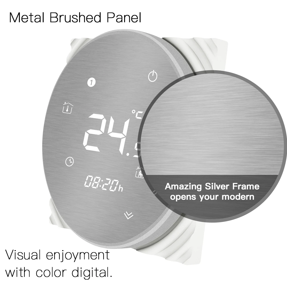 Умный термостат для теплого пола с Wi Fi металлическая матовая панель Smart Life/Tuya APP