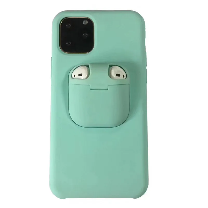2 в 1 чехол для телефона Airpods iPhone 11Pro Max XR XS 7Plus 8Plus 6S 6Plus силиконовый защитный |