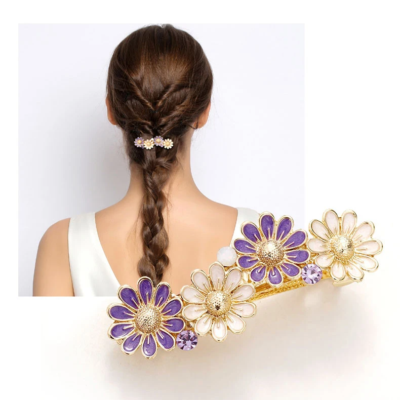 Morkopela Daisy Enamel Hair Clip Accessories Vinage Summer Style Pin Rhinestone For Women | Украшения и аксессуары