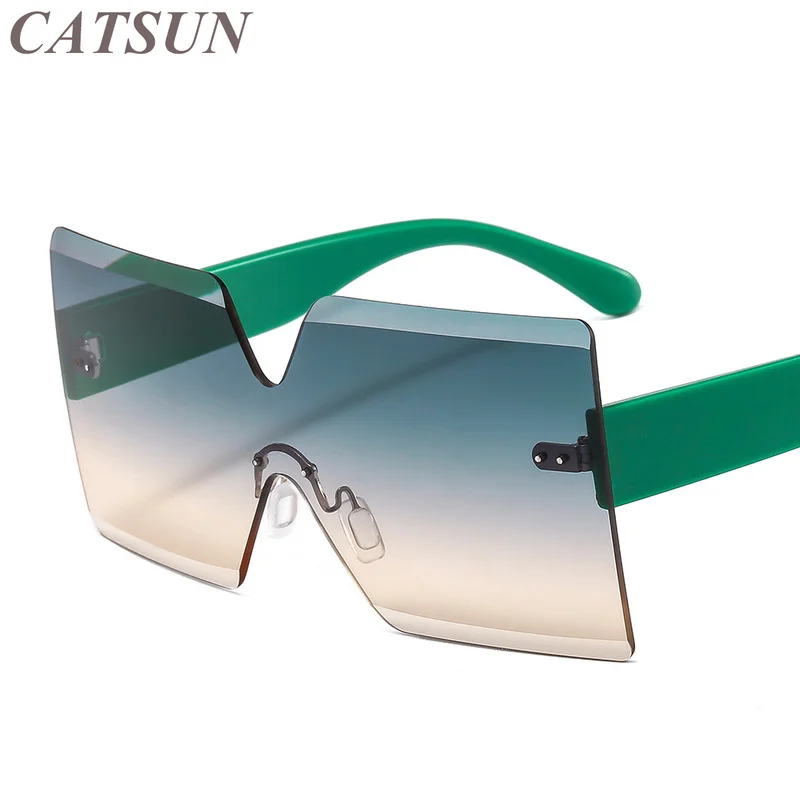 

Fashion Frameless Large Frame Personality Versatile One-piece Color RETRO SUNGLASSES Women's Trend Simple Temperament Glasses